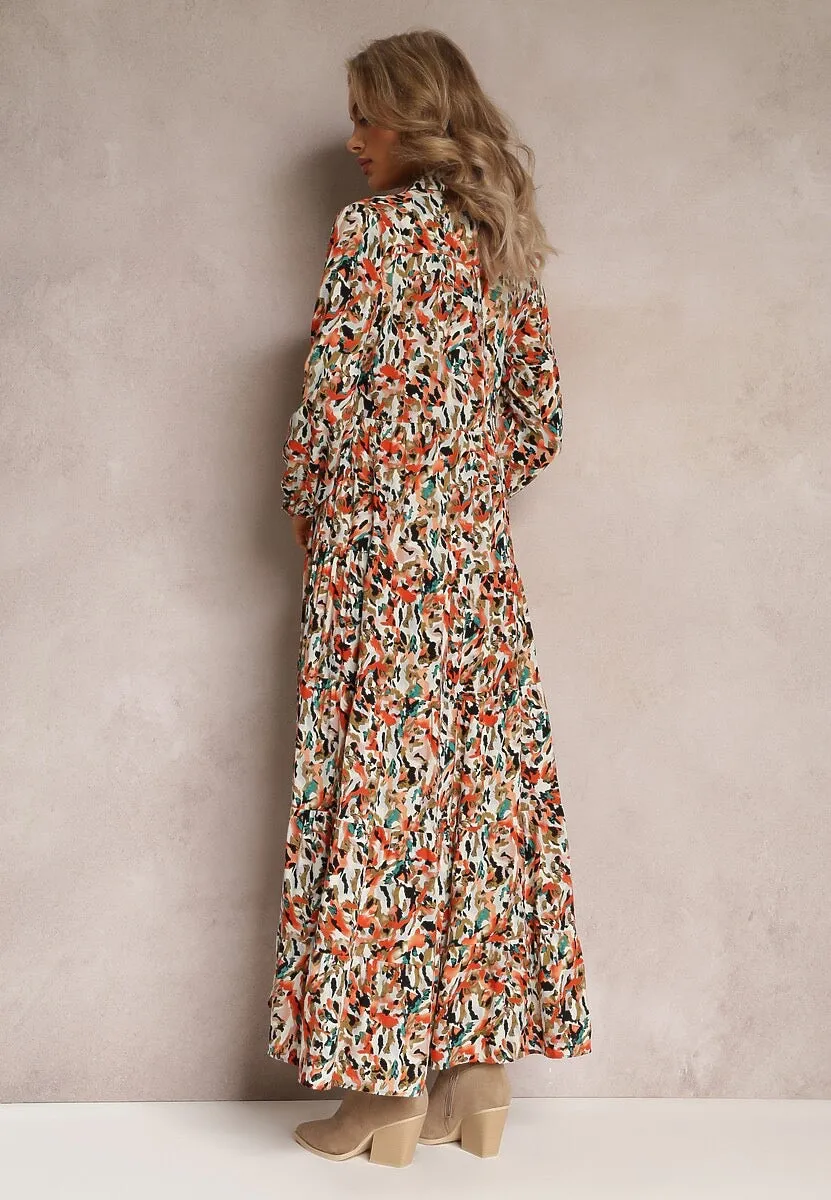 Carmen orange print midi dress