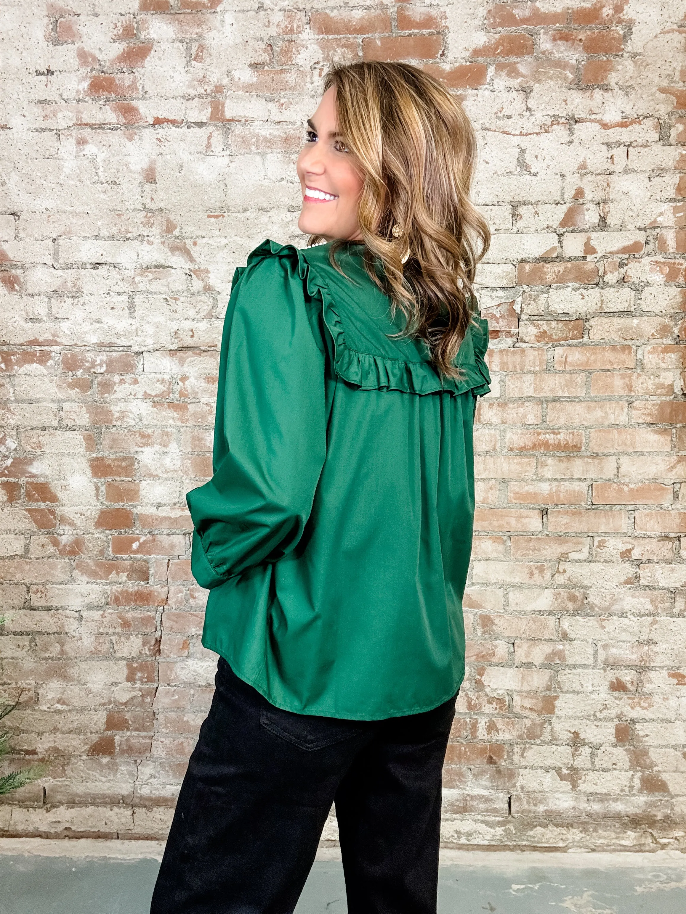 Carris Pearl Embellished Ruffle Top - FINAL SALE