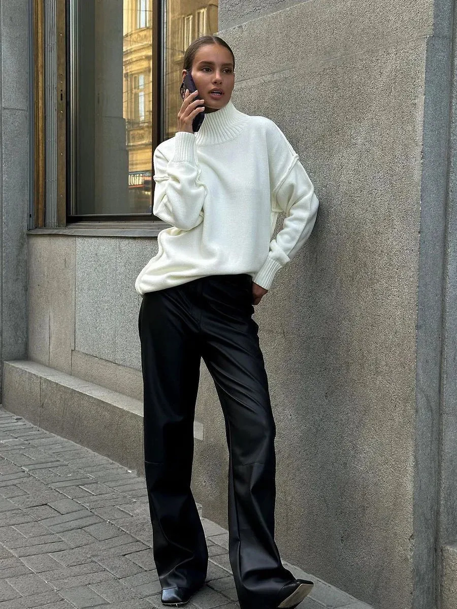 Casual Loose Turtleneck Sweater For Women