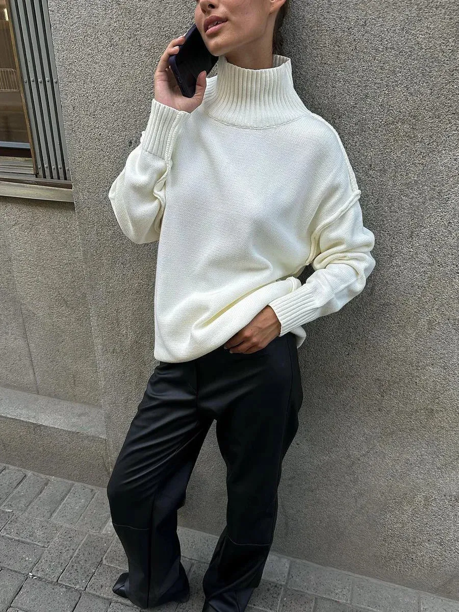 Casual Loose Turtleneck Sweater For Women
