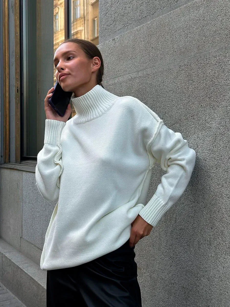 Casual Loose Turtleneck Sweater For Women