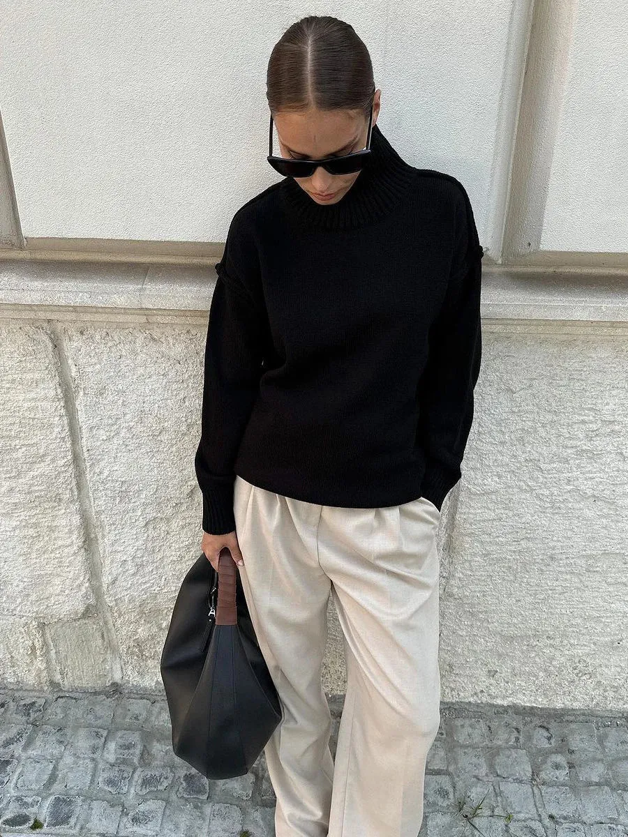 Casual Loose Turtleneck Sweater For Women