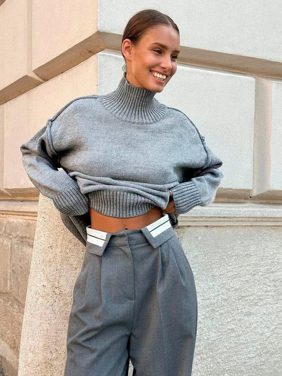 Casual Loose Turtleneck Sweater For Women