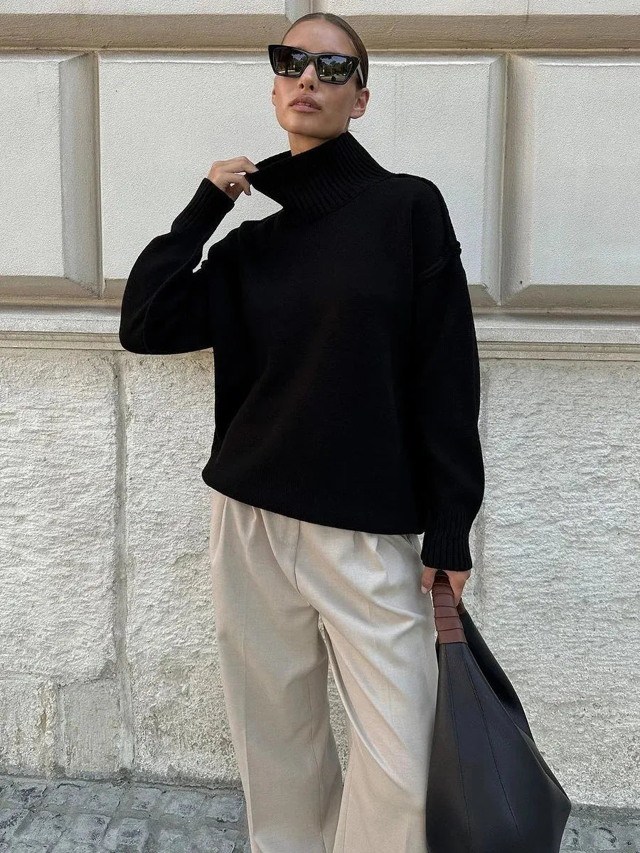 Casual Loose Turtleneck Sweater For Women