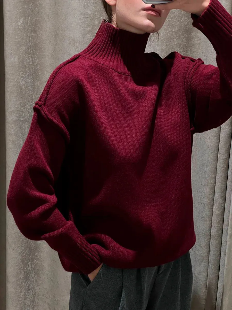 Casual Loose Turtleneck Sweater For Women