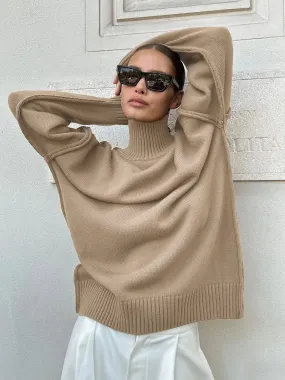 Casual Loose Turtleneck Sweater For Women