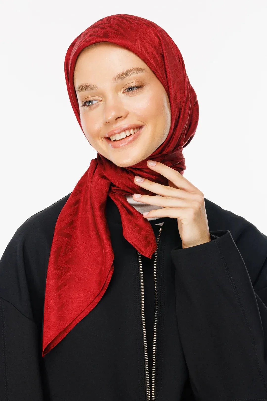 Cherry Red Nova Pattern Luxury Jacquard Scarf