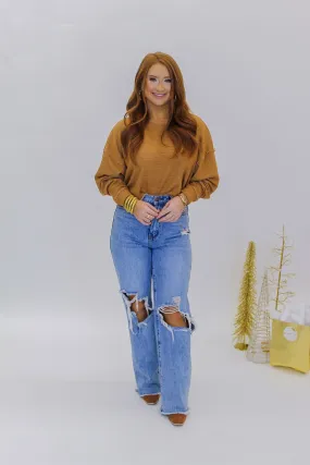 Come Closer Knit Top- Brown