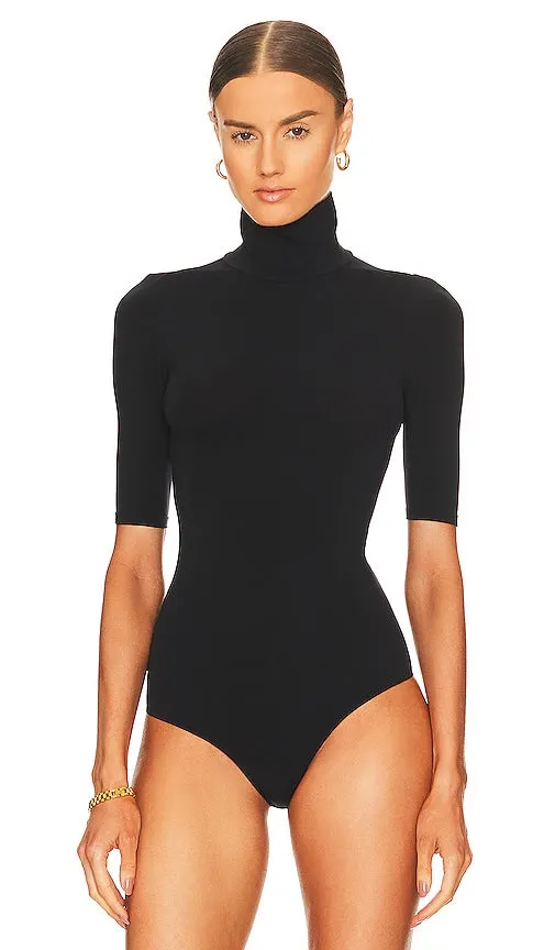 Commando Ballet Shortsleeve Turtleneck Bodysuit in Black