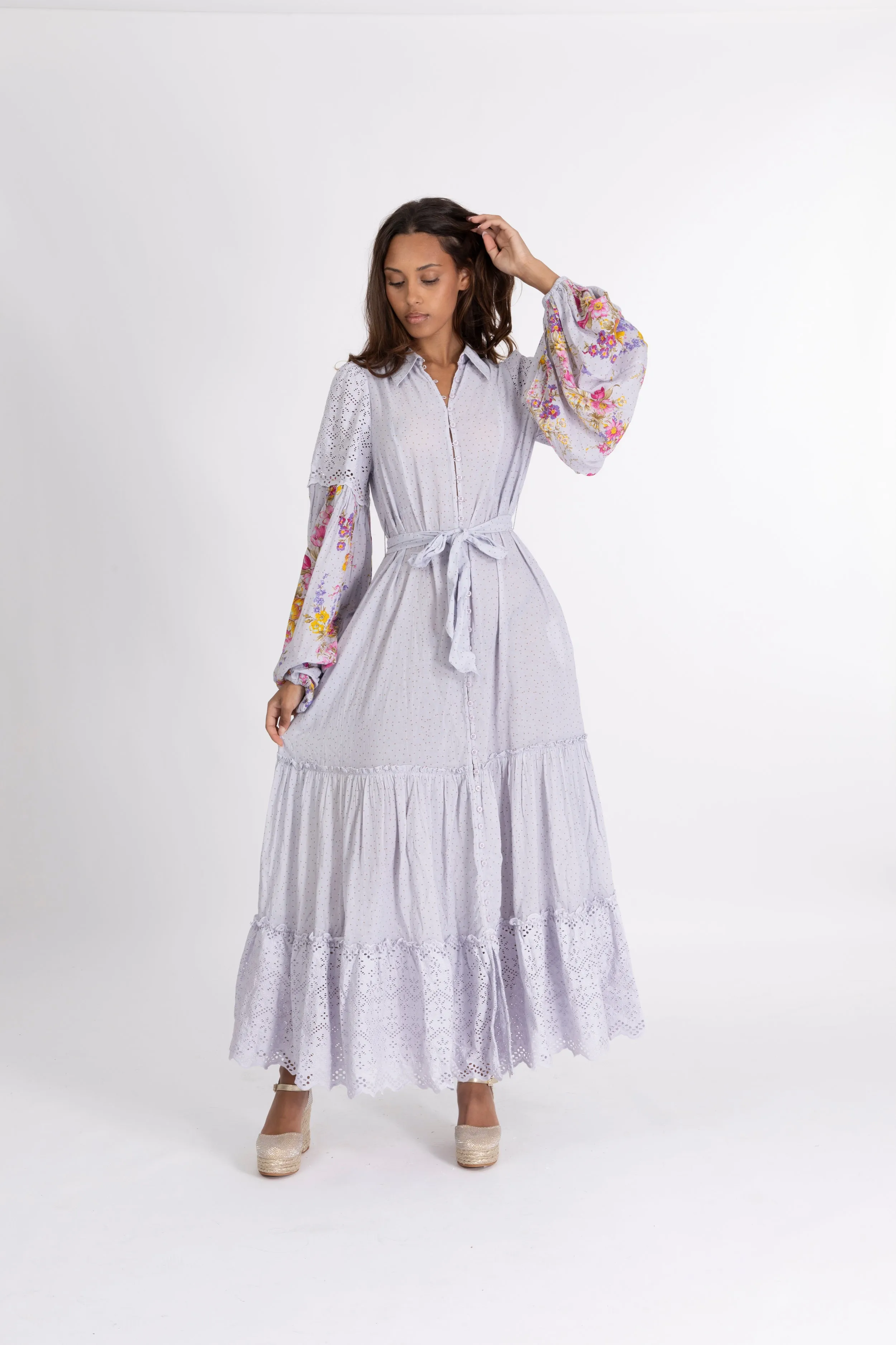 Cotton Slub Shirt Dress - Flower Market
