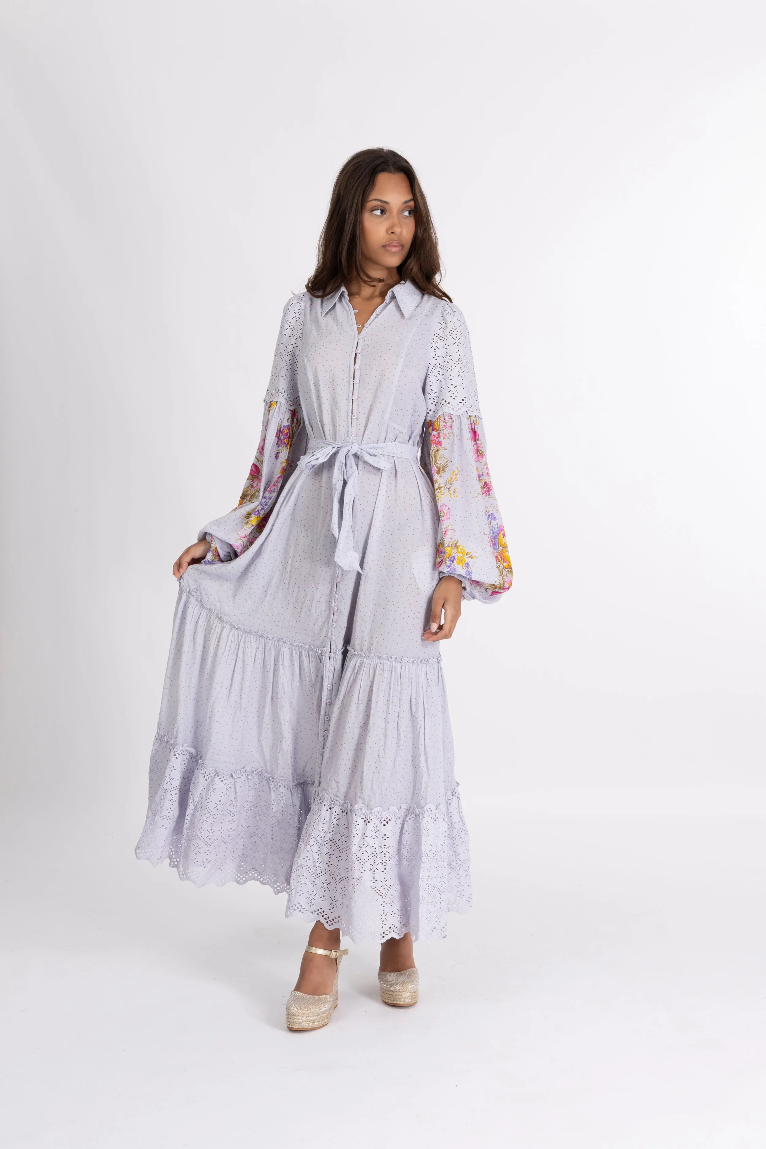 Cotton Slub Shirt Dress - Flower Market