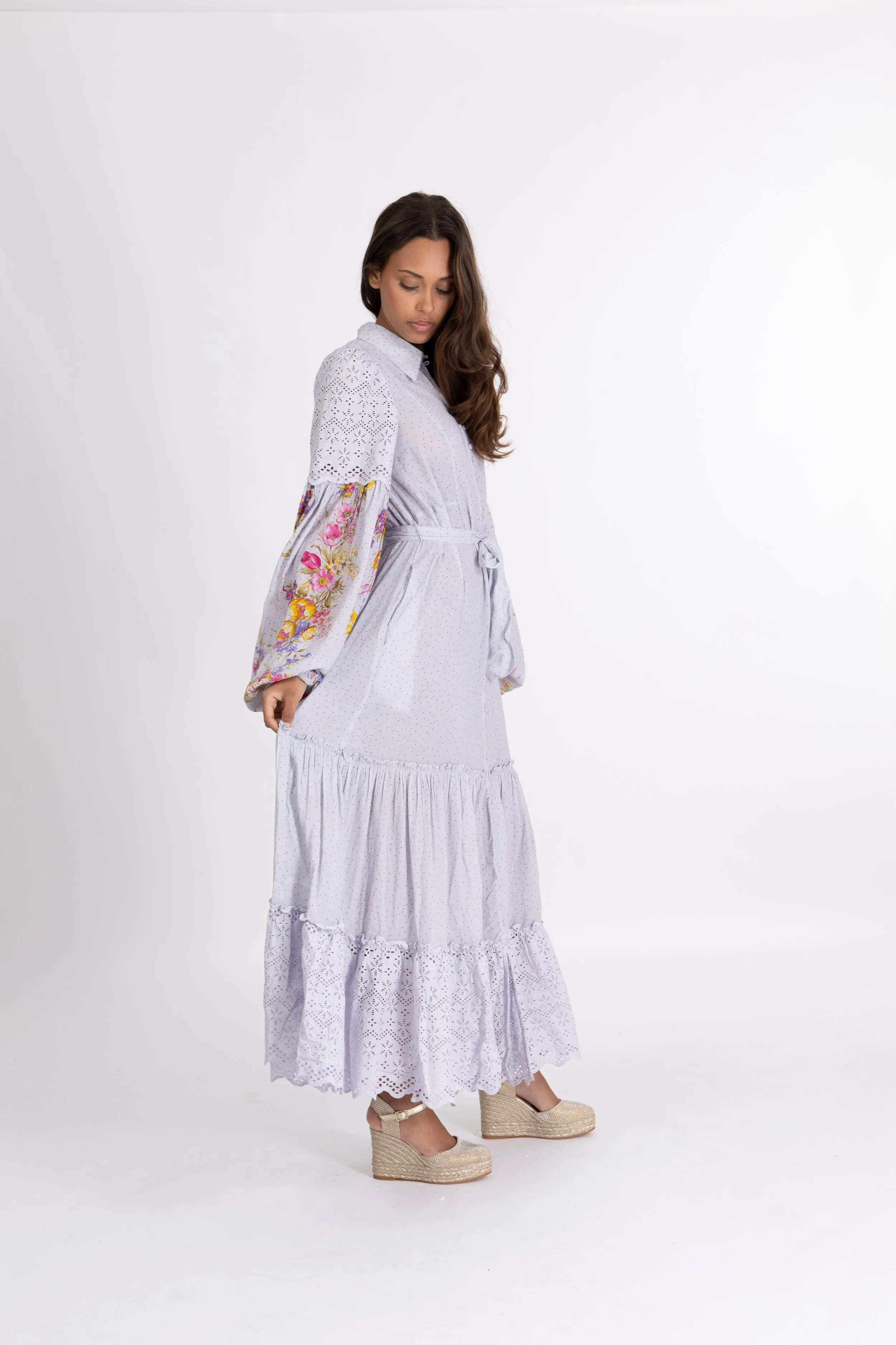 Cotton Slub Shirt Dress - Flower Market