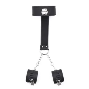 Couples Leather Slave Collar Handcuffs