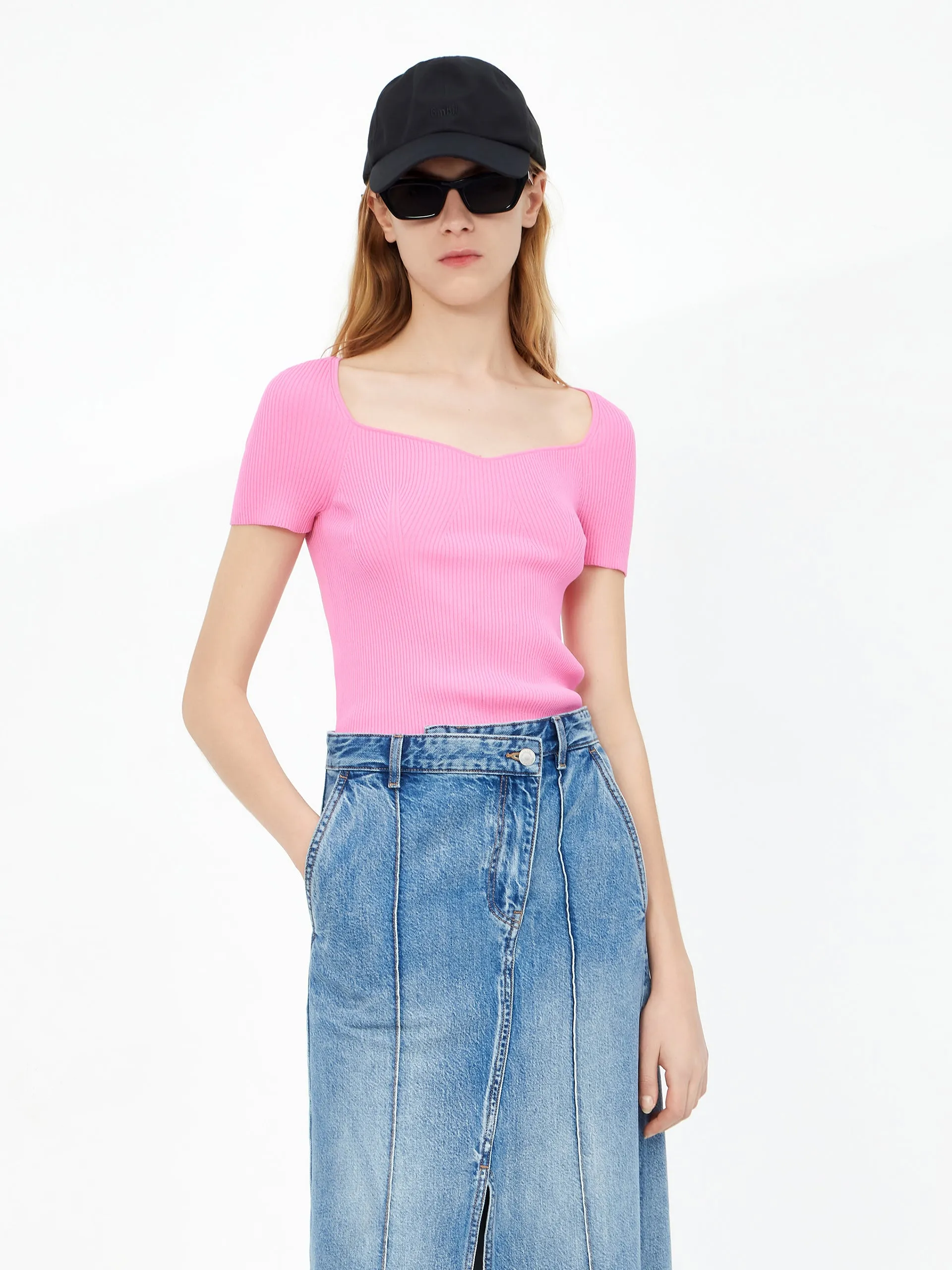 Crop Fitted Rib Knit Top
