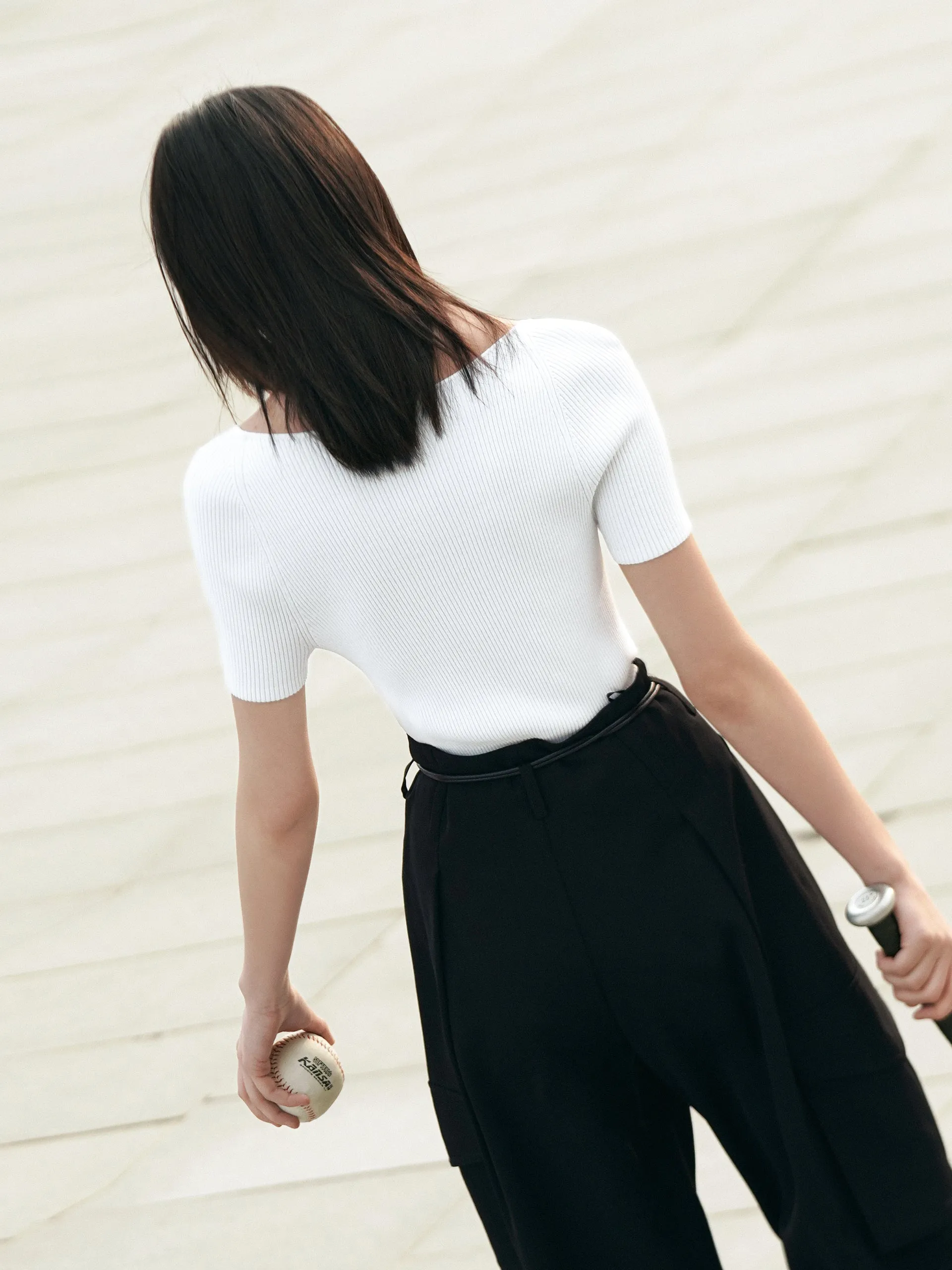 Crop Fitted Rib Knit Top