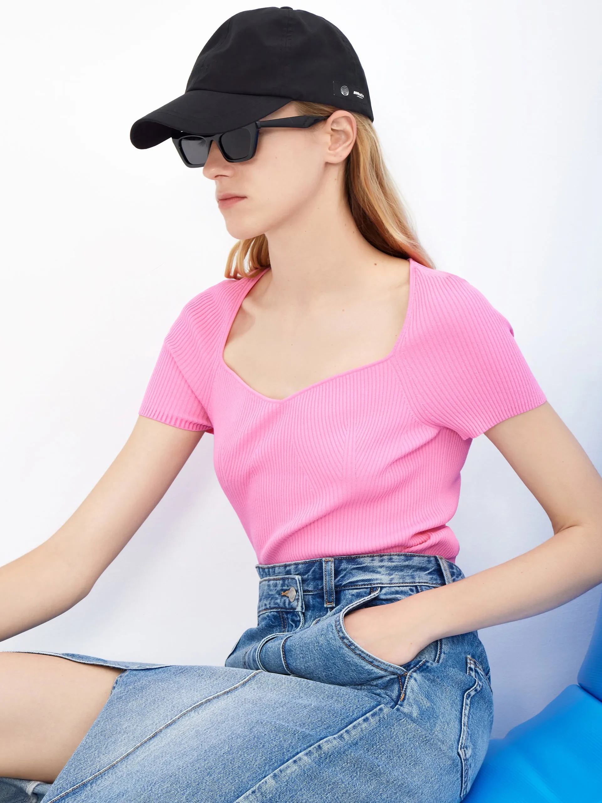 Crop Fitted Rib Knit Top