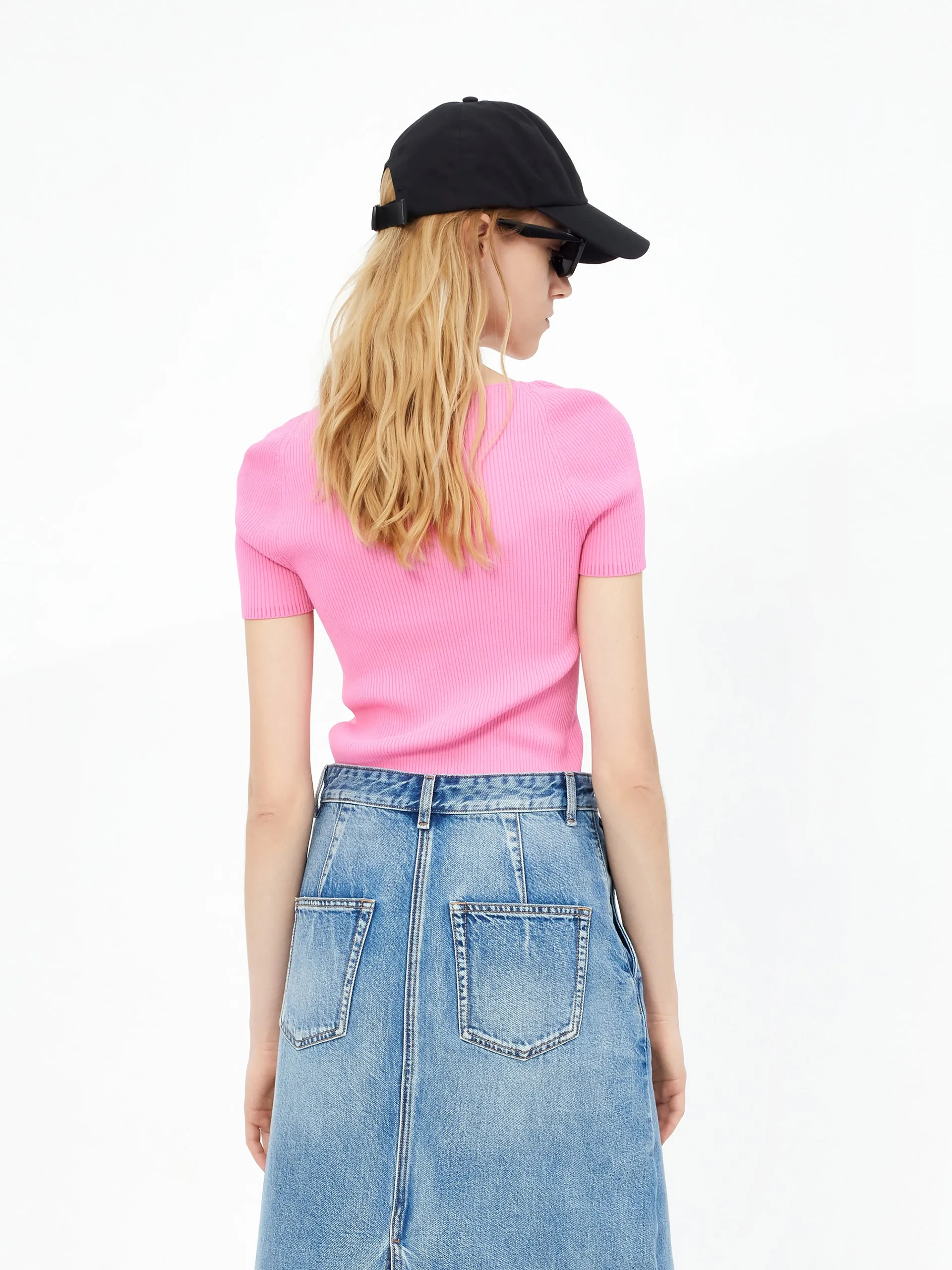 Crop Fitted Rib Knit Top