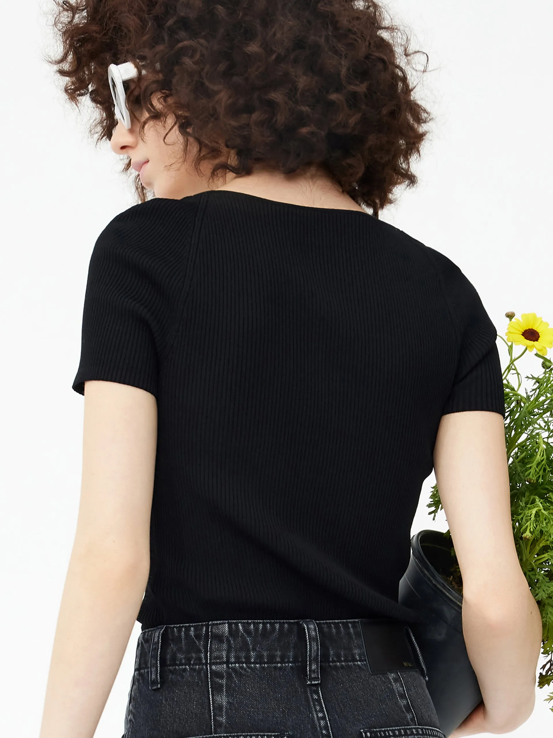 Crop Fitted Rib Knit Top