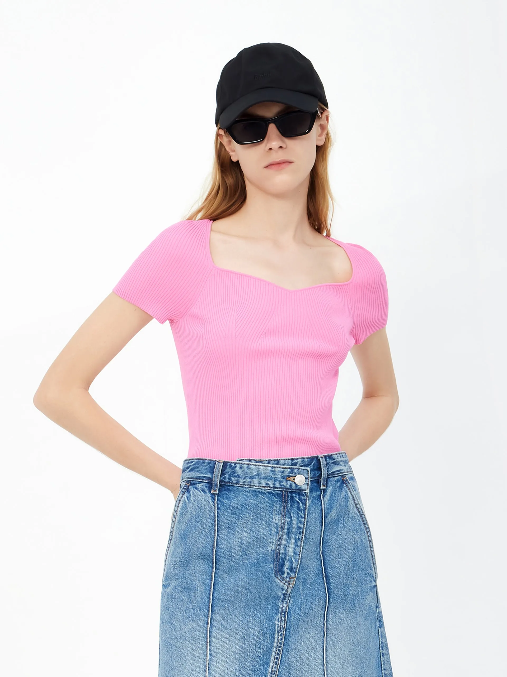 Crop Fitted Rib Knit Top