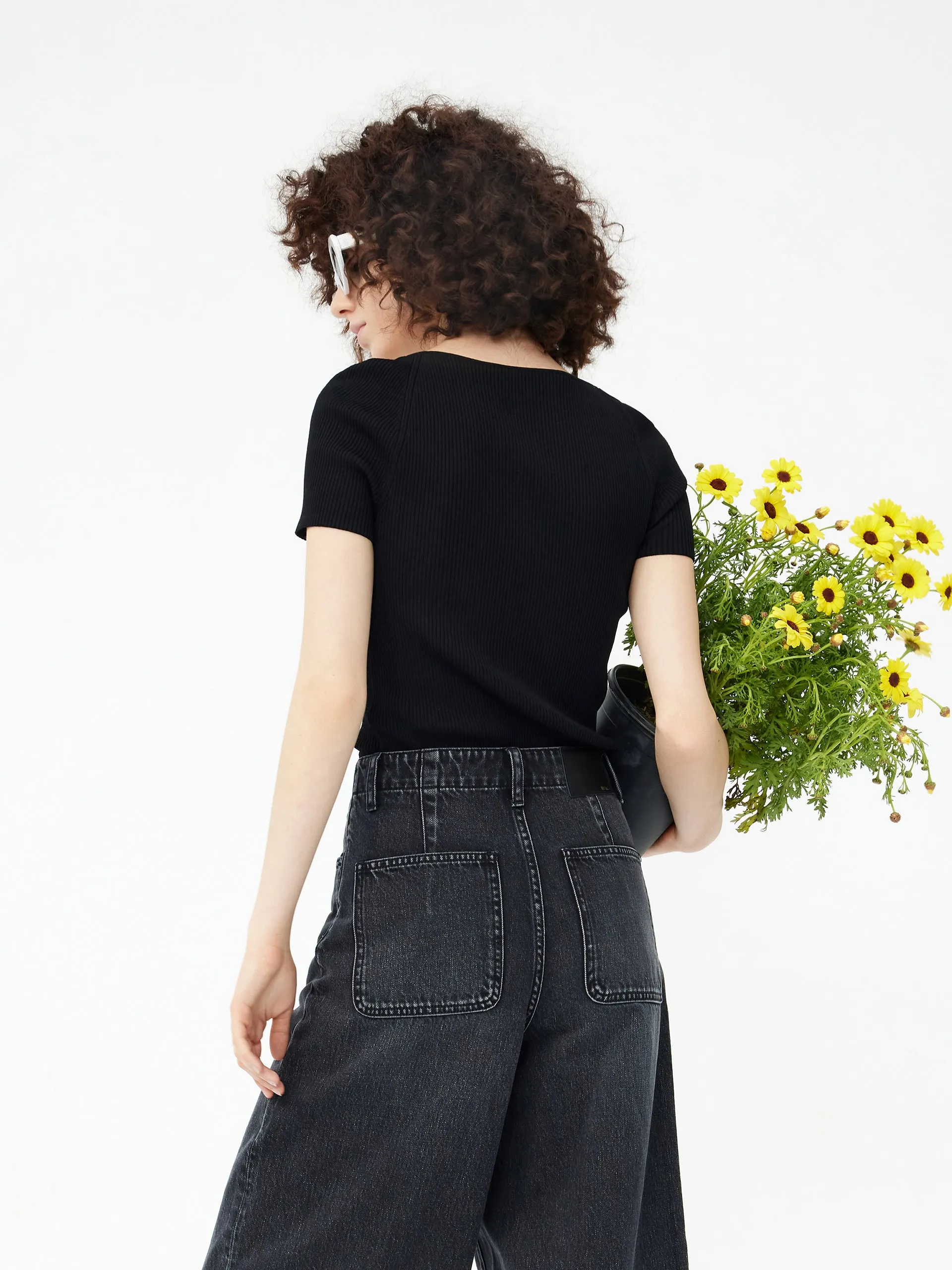 Crop Fitted Rib Knit Top