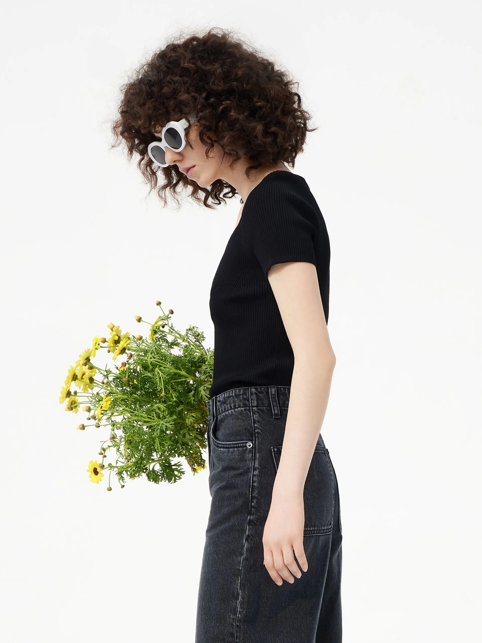 Crop Fitted Rib Knit Top