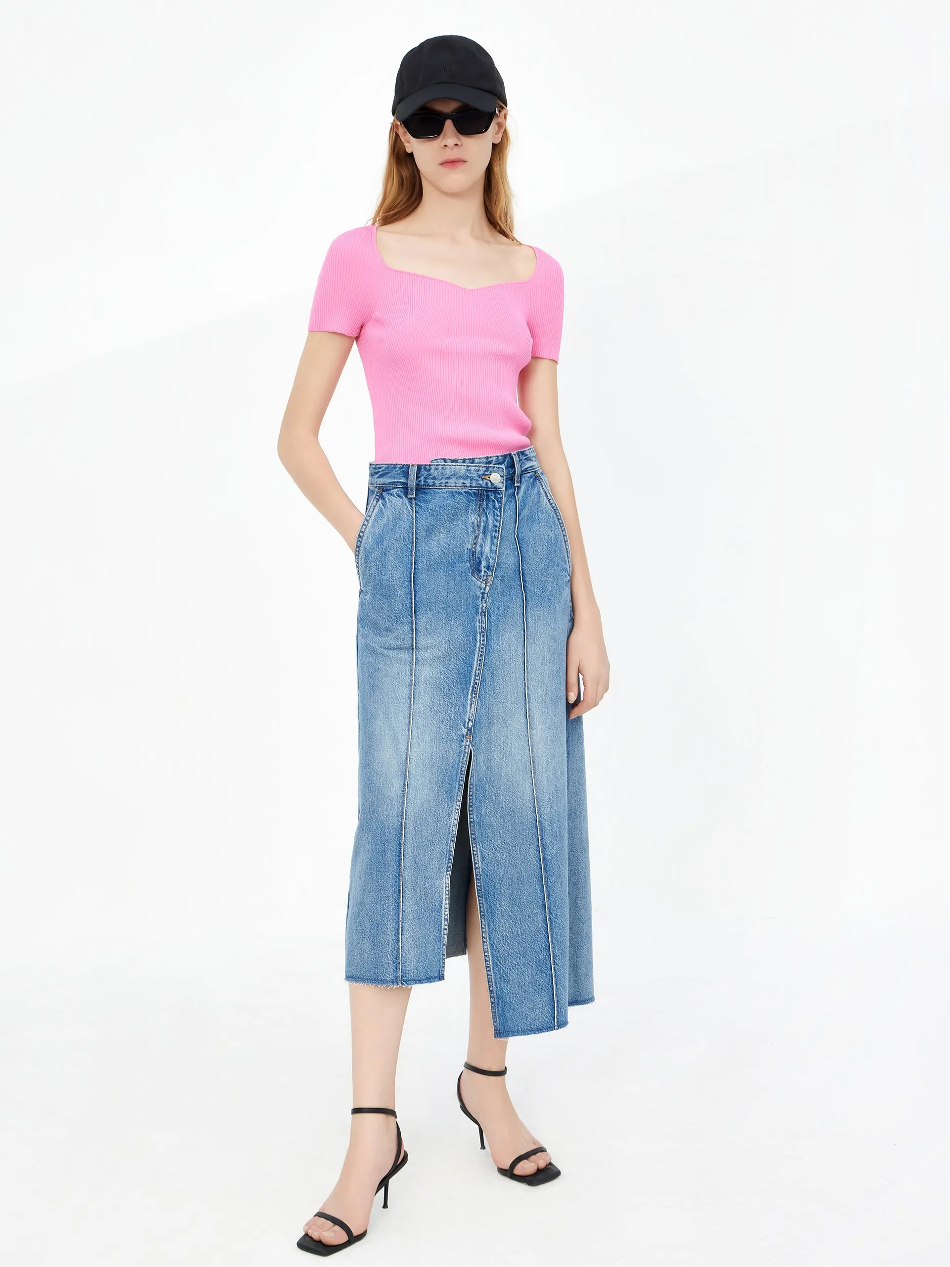 Crop Fitted Rib Knit Top