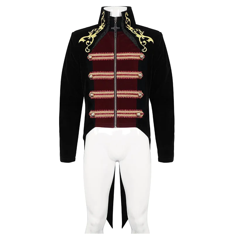 CT20801 Black Embroidered Stand Collar Tuxedo Men's Dress Jacket