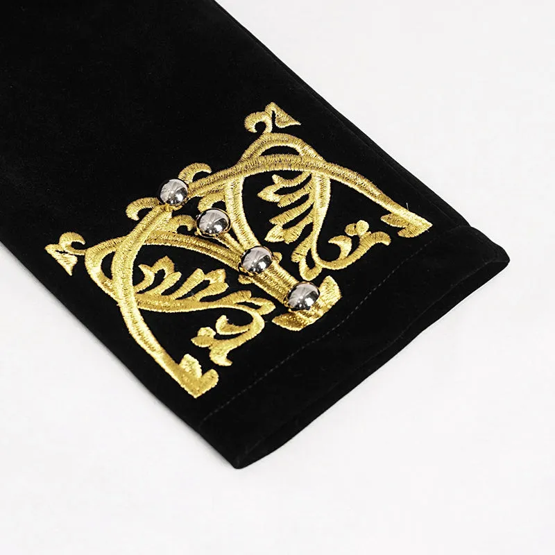CT20801 Black Embroidered Stand Collar Tuxedo Men's Dress Jacket