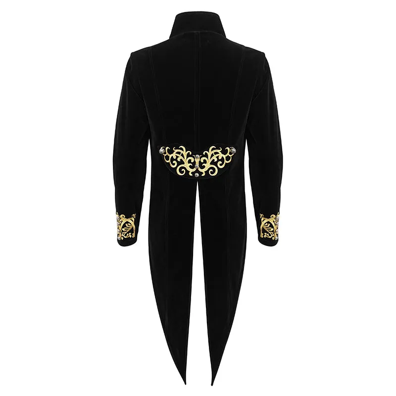 CT20801 Black Embroidered Stand Collar Tuxedo Men's Dress Jacket