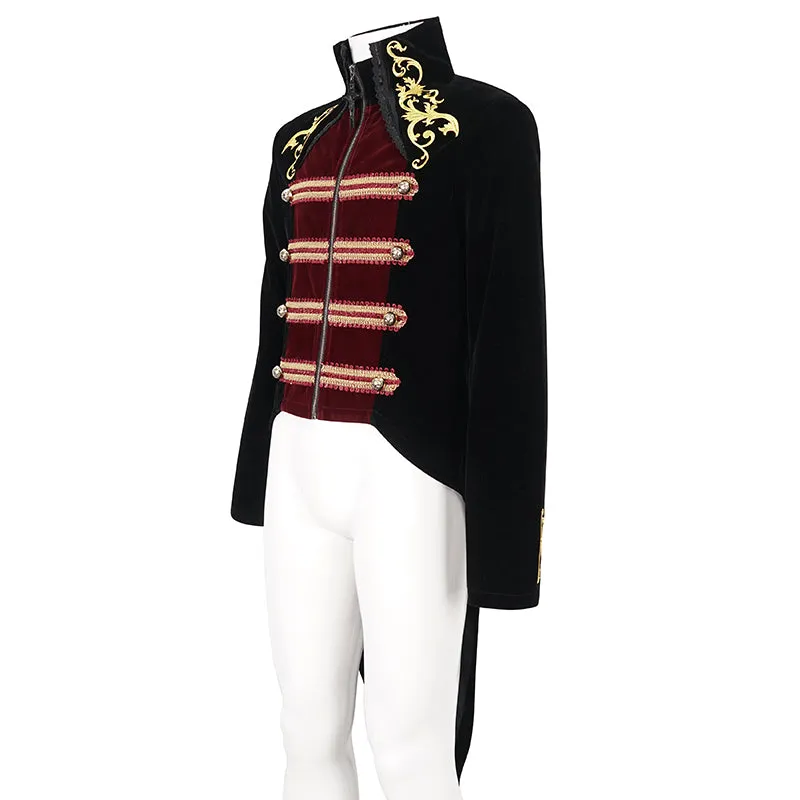 CT20801 Black Embroidered Stand Collar Tuxedo Men's Dress Jacket