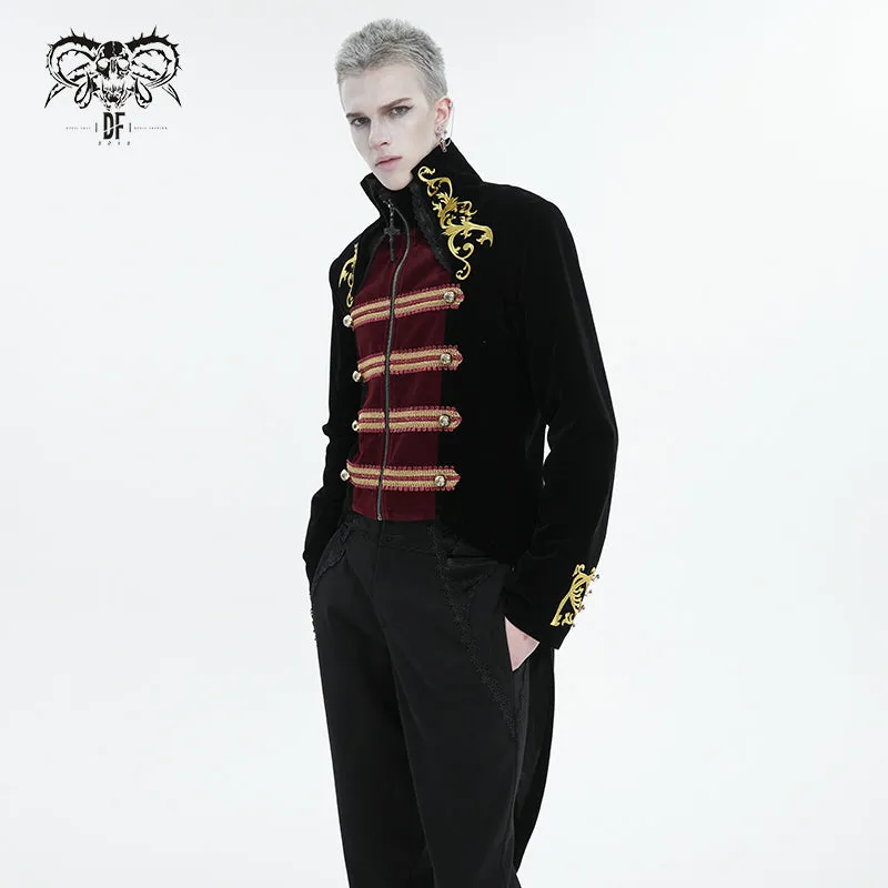 CT20801 Black Embroidered Stand Collar Tuxedo Men's Dress Jacket