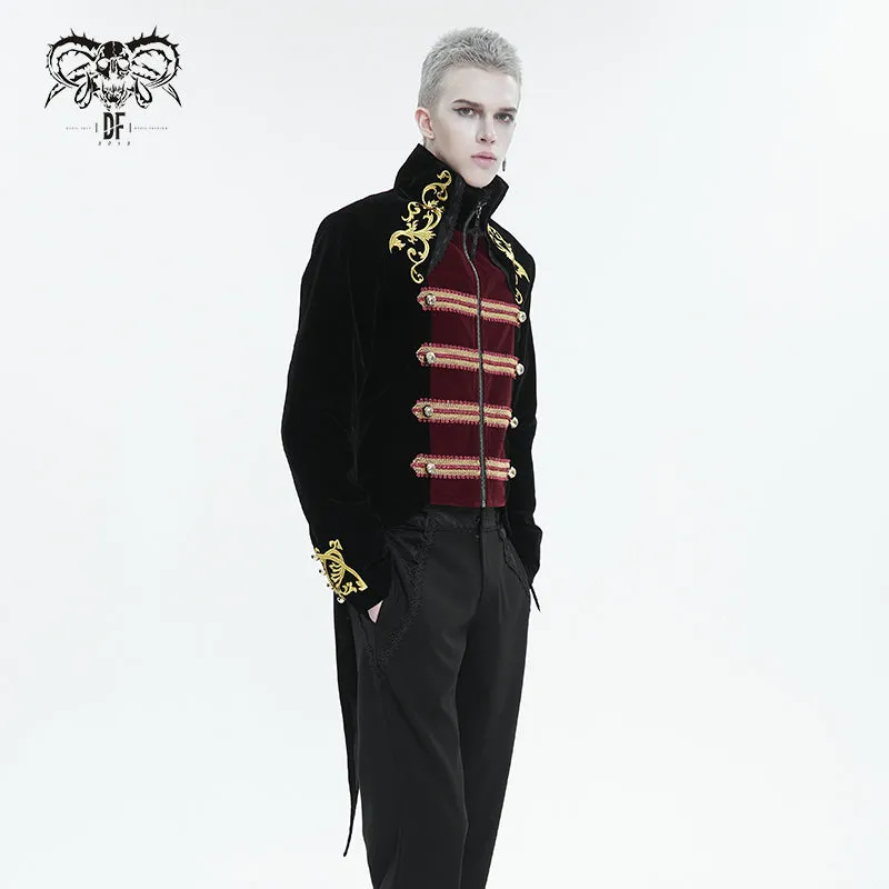 CT20801 Black Embroidered Stand Collar Tuxedo Men's Dress Jacket