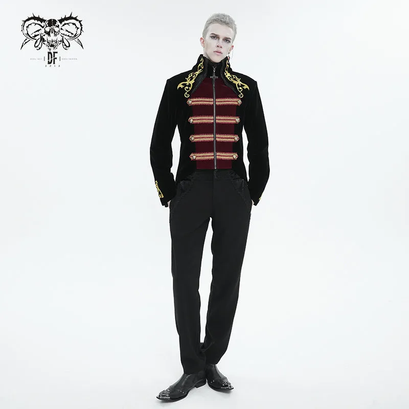 CT20801 Black Embroidered Stand Collar Tuxedo Men's Dress Jacket