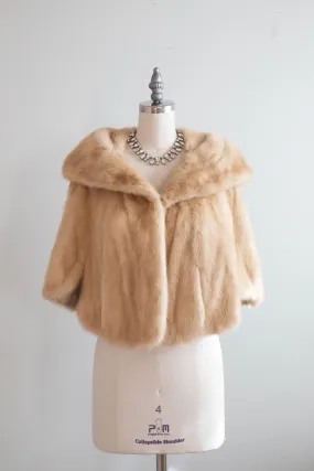 Elegant 1950's Honey Blond Mink Cape / OSFM