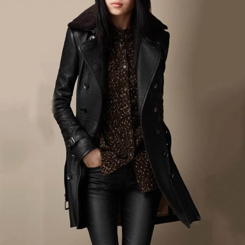 Elegant Leather Trench Coat