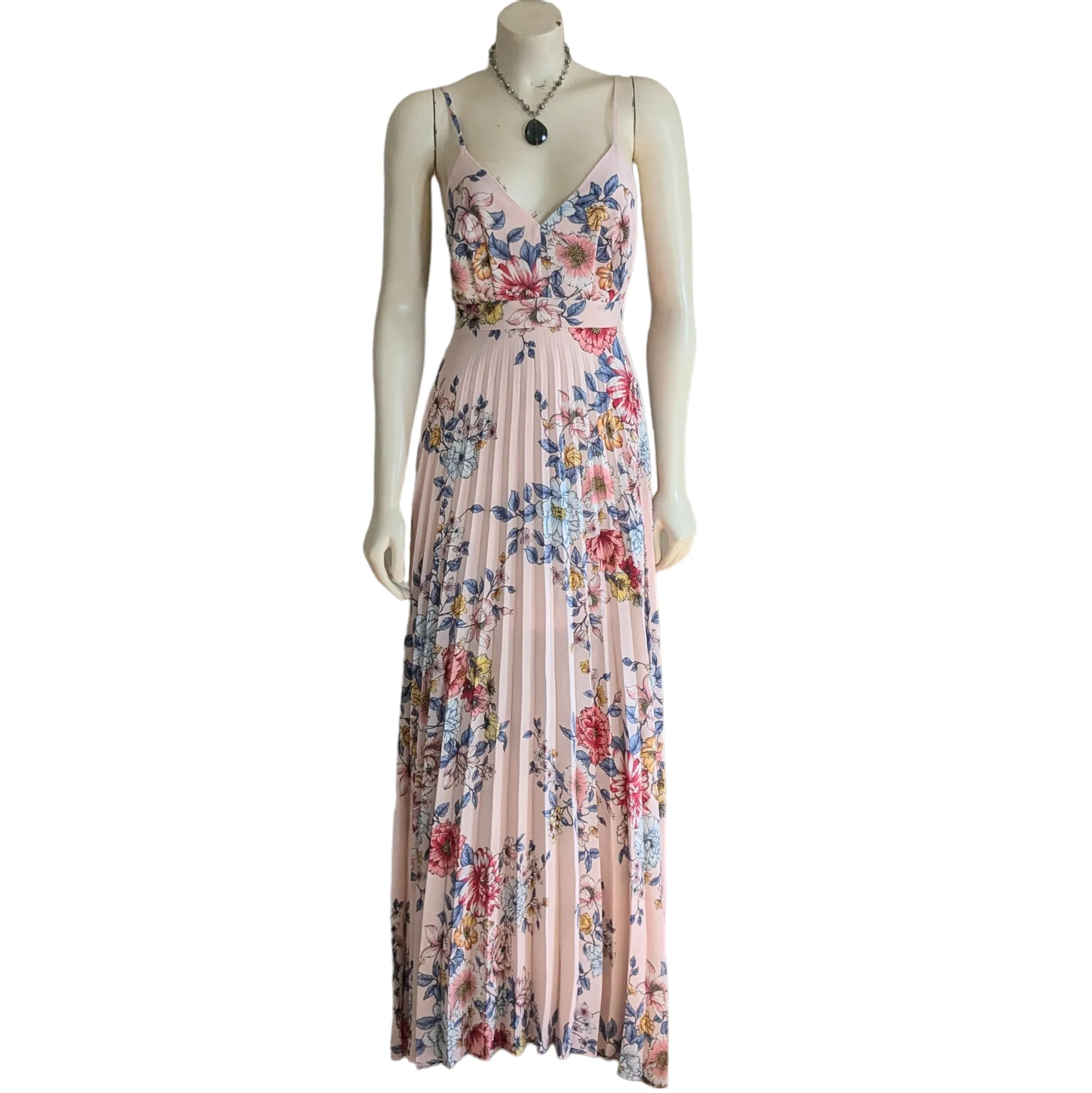 Evolution Pink Floral Maxi Dress Size Medium