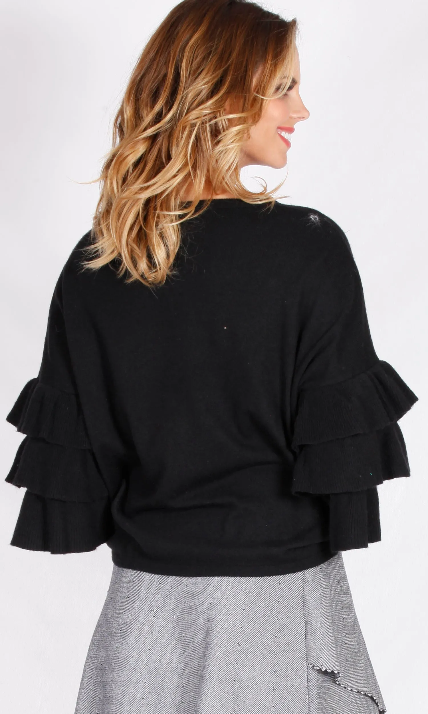 F2640SS Double Ruffle Sleeve Sweater (Pack)