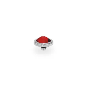 Fabero Flat Silver and Scarlet Crystal Ring Gem Top, 10mm