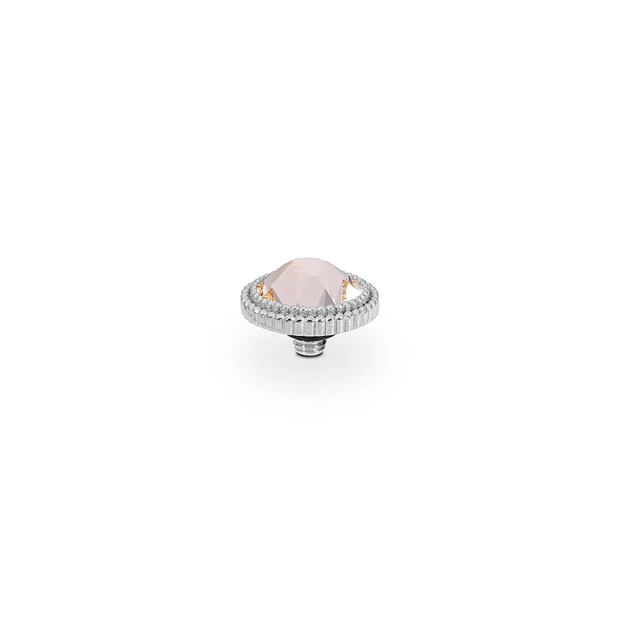 Fabero Flat Silver and Silk Crystal Ring Gem Top, 10mm