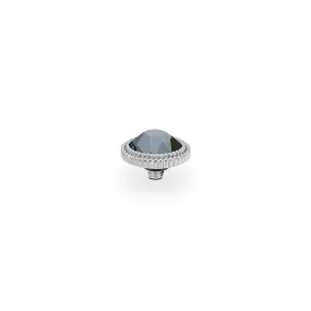 Fabero Flat Silver and Silver Night Crystal Ring Gem Top, 10mm
