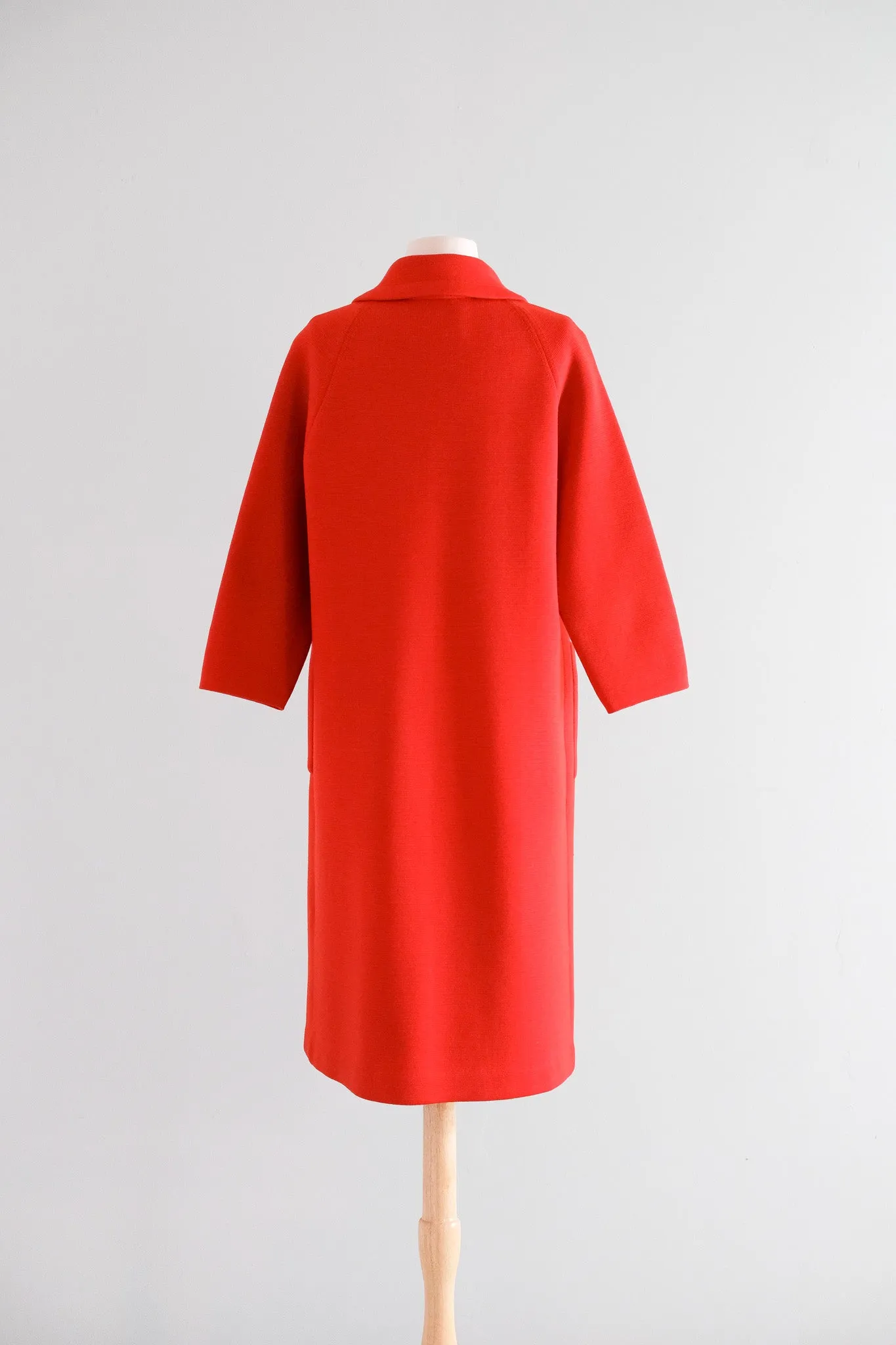 Fabulous 1960's Cherry Red Italian Wool Knit Coat / Sz M