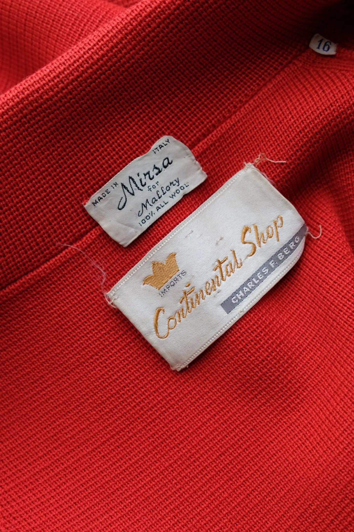 Fabulous 1960's Cherry Red Italian Wool Knit Coat / Sz M