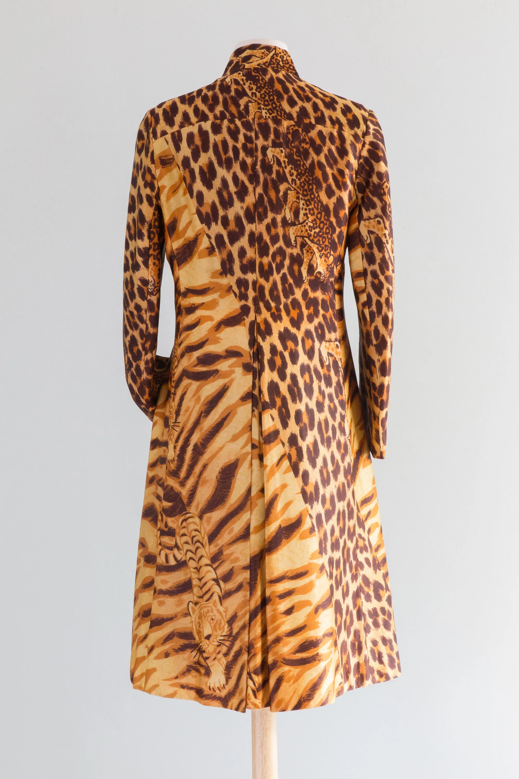 Fabulous 1960's Leopard & Tiger Print Fall Coat From Saks / Medium