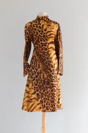 Fabulous 1960's Leopard & Tiger Print Fall Coat From Saks / Medium