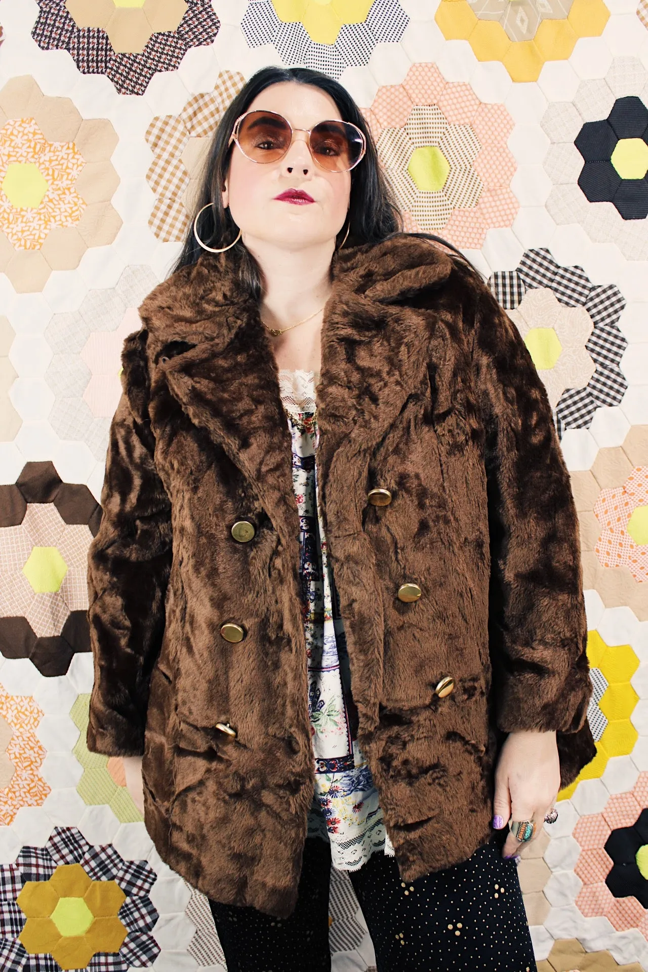 Faux Fur Pea Coat