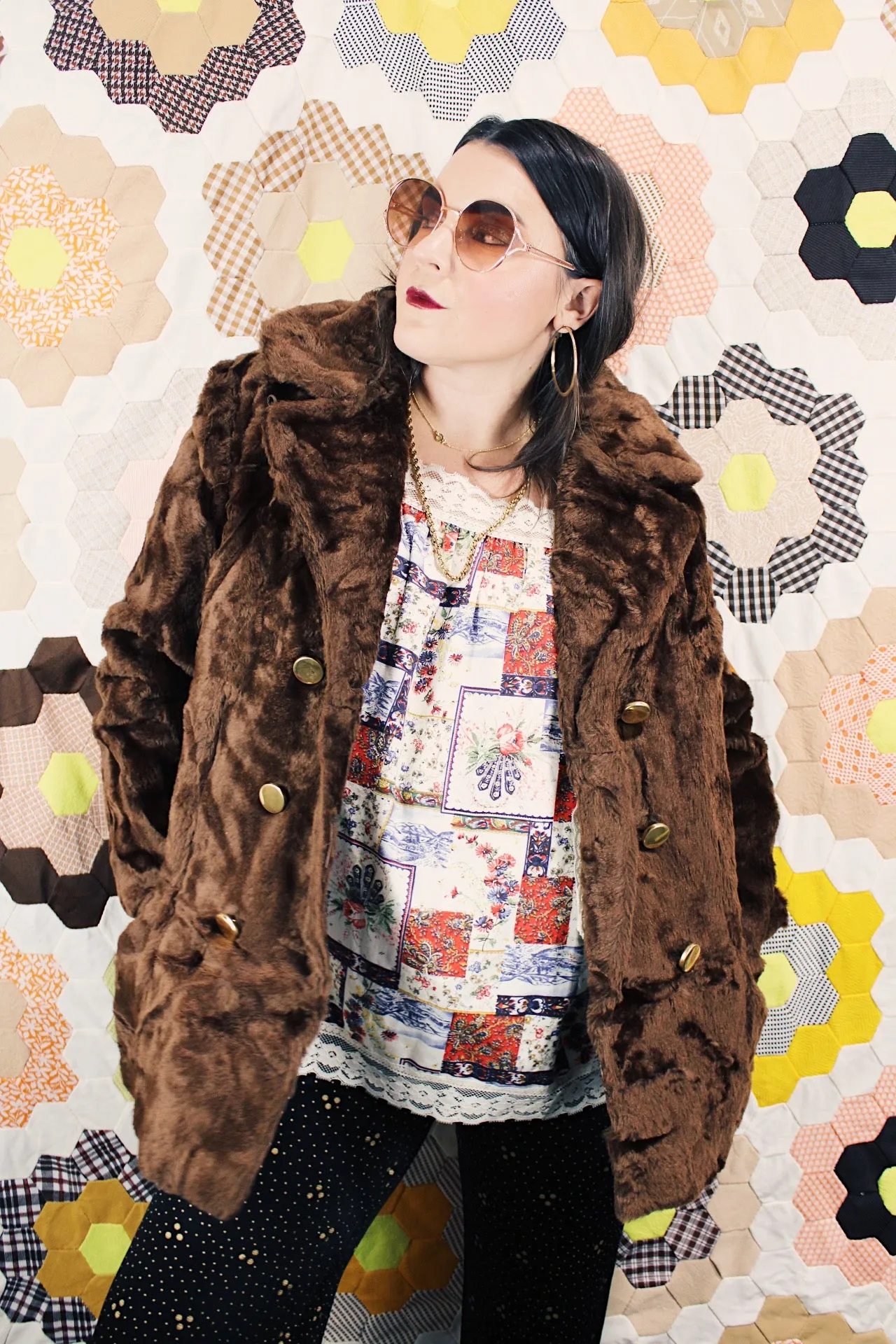 Faux Fur Pea Coat