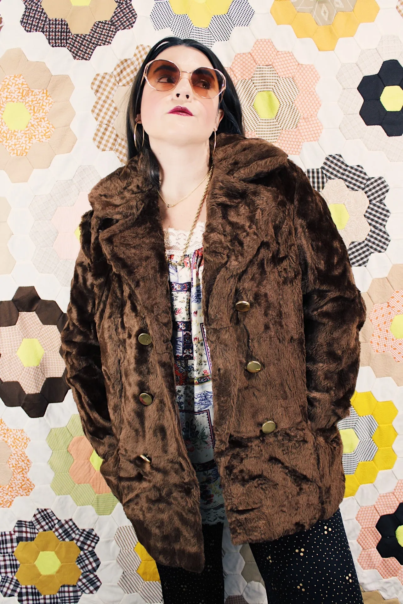 Faux Fur Pea Coat