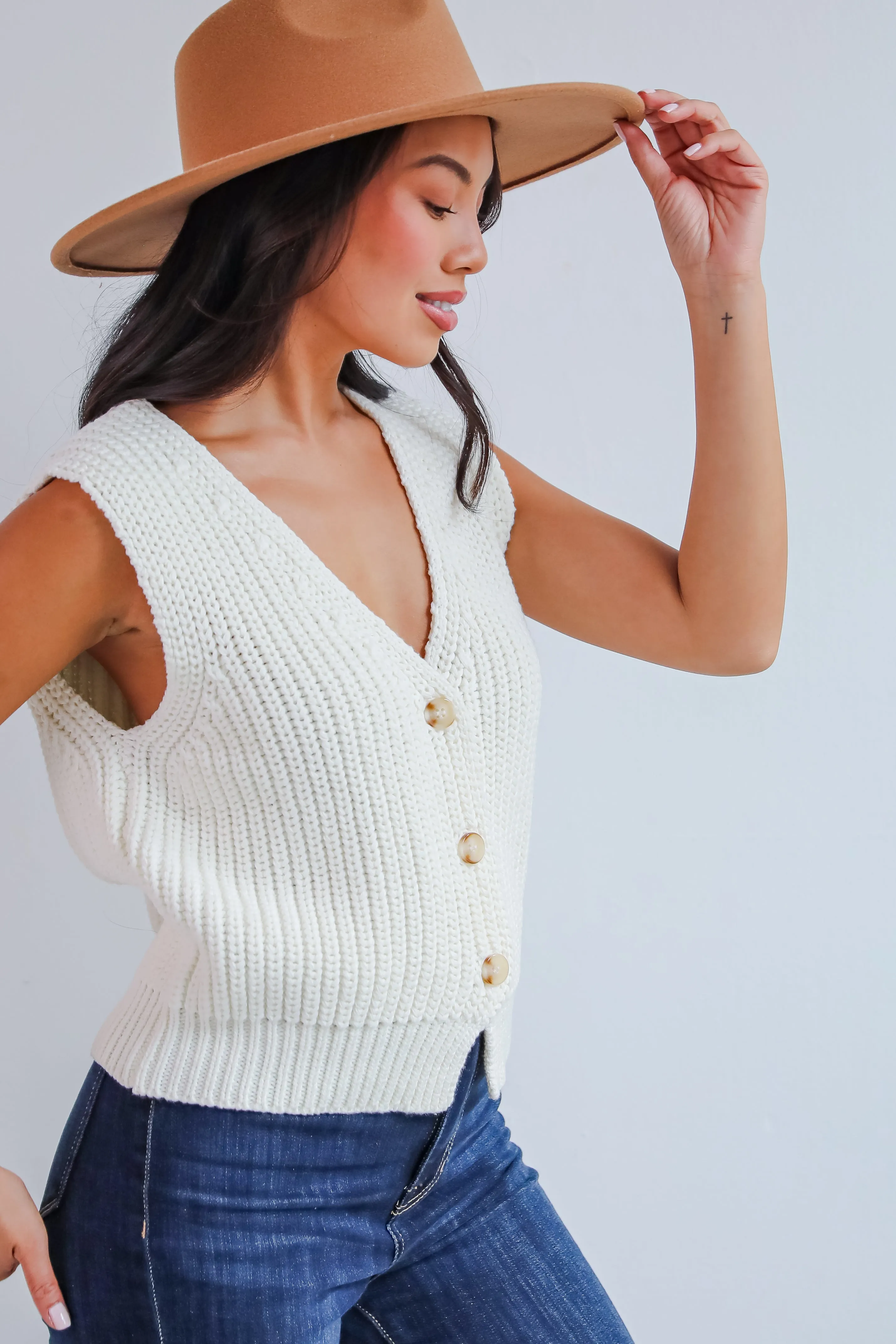 FINAL SALE - Cozy Guarantee Ivory Sweater Vest