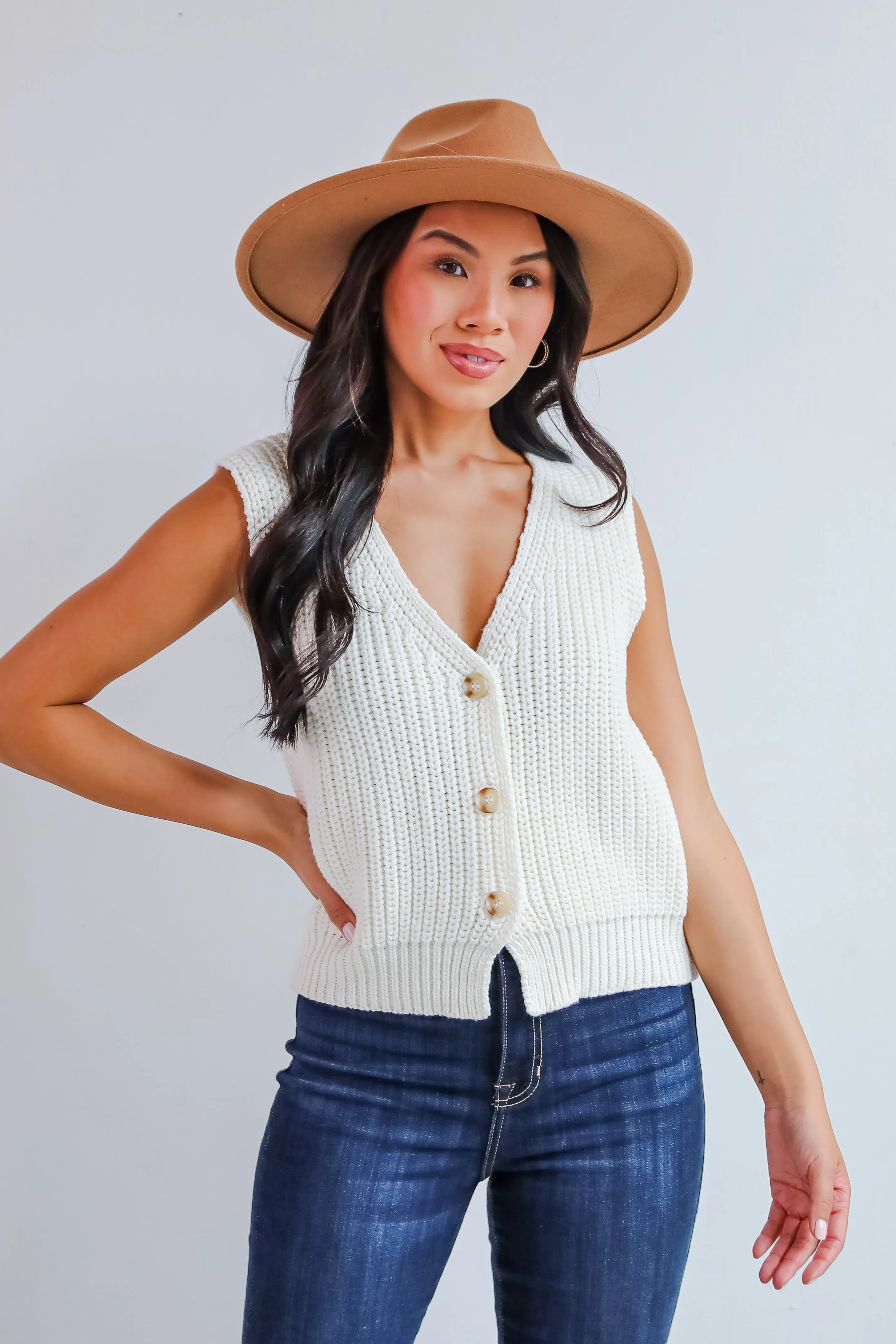 FINAL SALE - Cozy Guarantee Ivory Sweater Vest