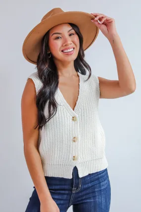 FINAL SALE - Cozy Guarantee Ivory Sweater Vest